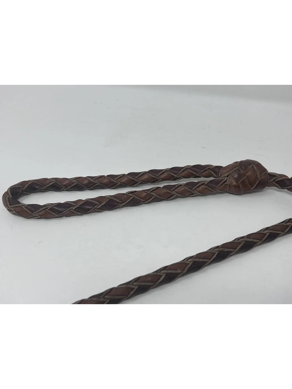 Braided Brown Leather Dog Leash with Metal Clasp